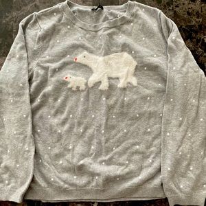 Talbots PETITE Grey Polar Bear Sweater